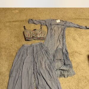 Grey Indian Sharara with Jacket w/ Heavy Multicolored Embelishments